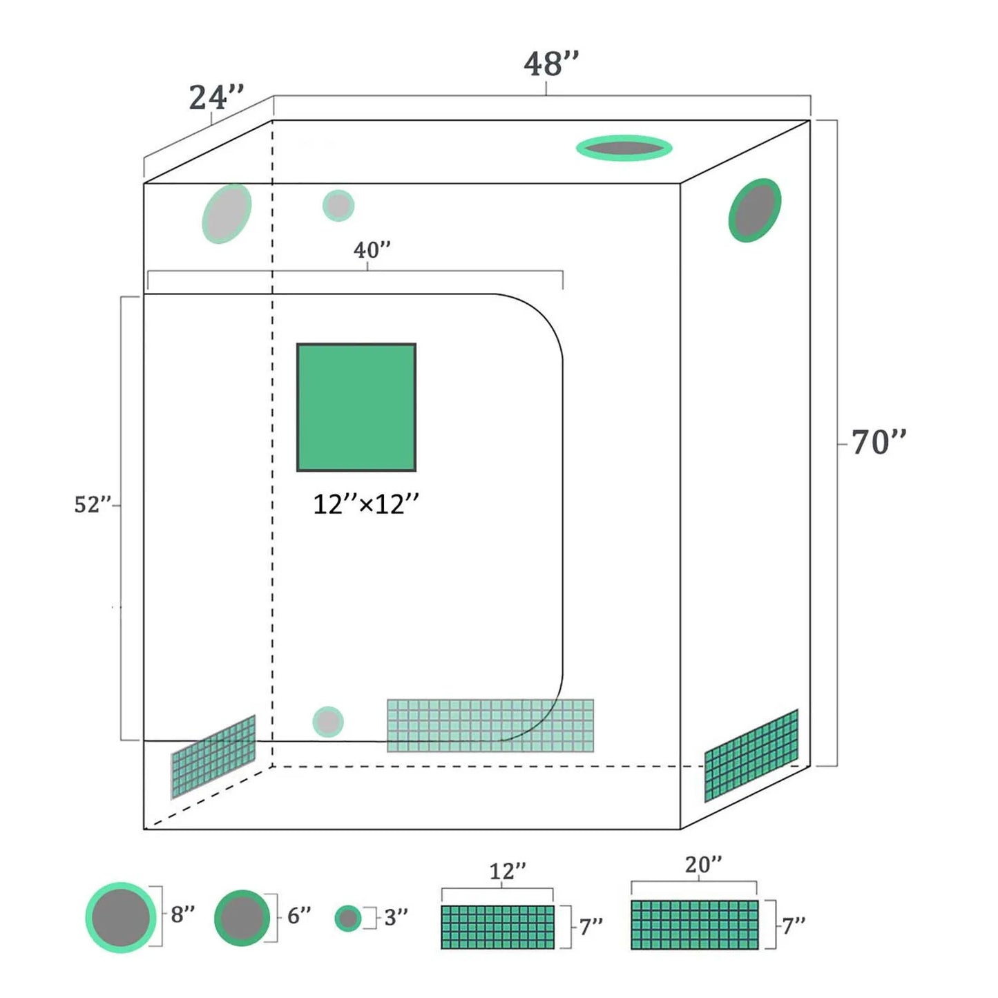 Mars Hydro 120x60x180cm Indoor Grow Tent 1680D