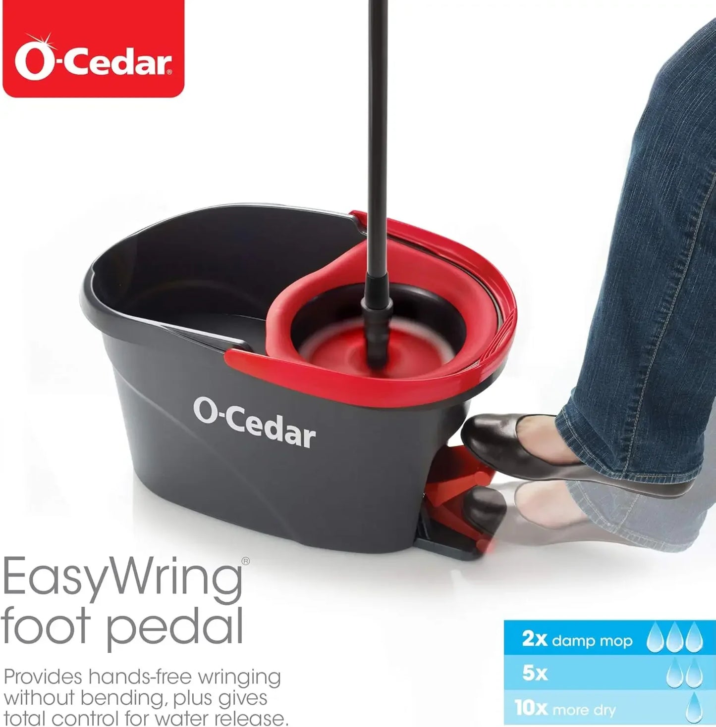 O-Cedar Easywring Microfiber Spin Mop & Bucket Floor Cleaning System with 3 Extra Refills