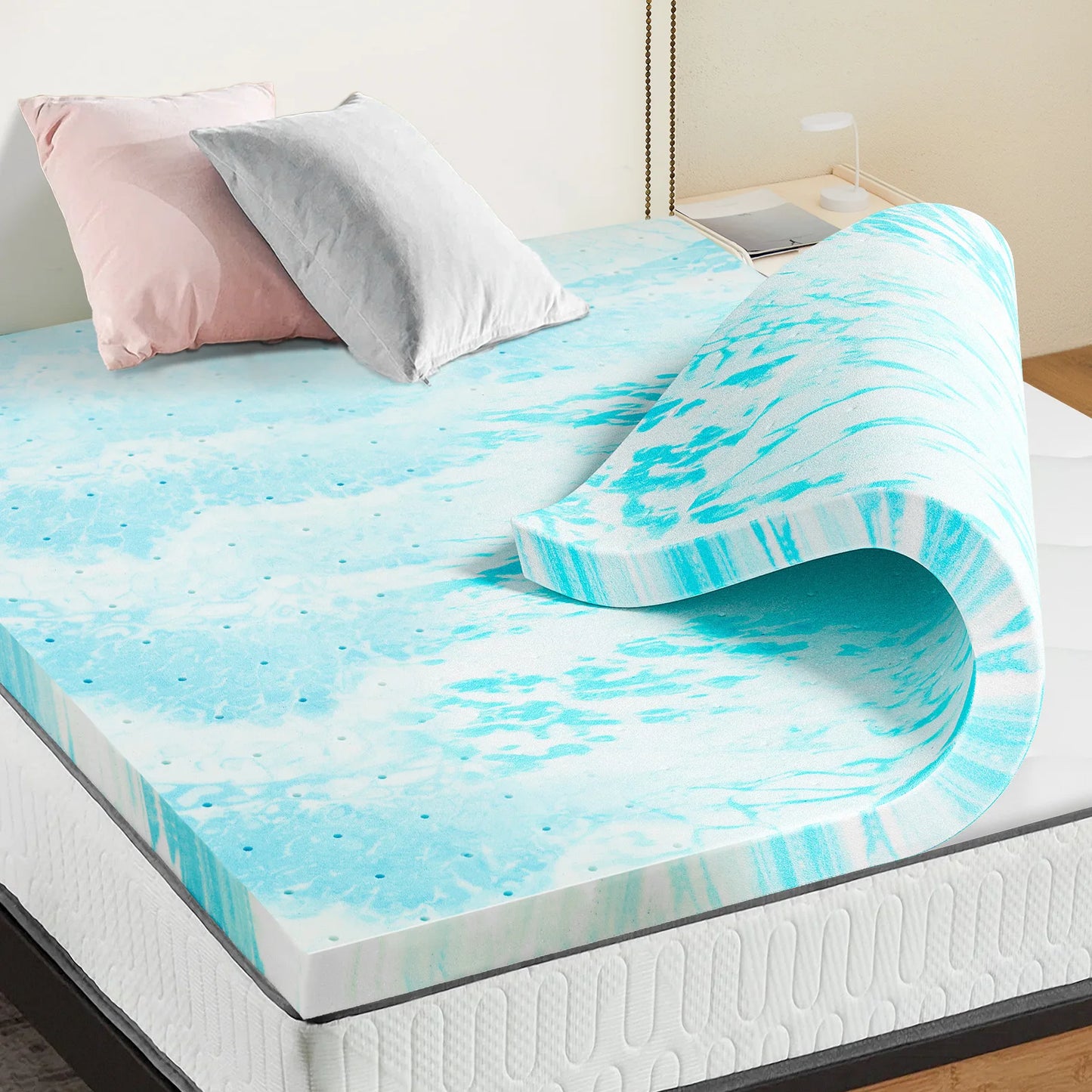 JHK 2-3 Inch Gel Memory Foam Mattress Topper