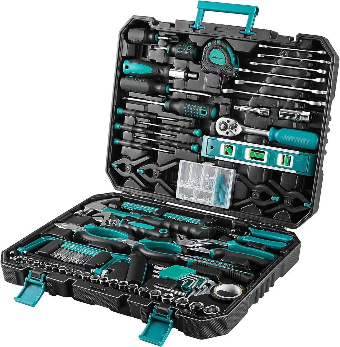 198 Piece Tool Box, Hand Tool Set, Ratchet Socket Tool Set, Screwdriver Set