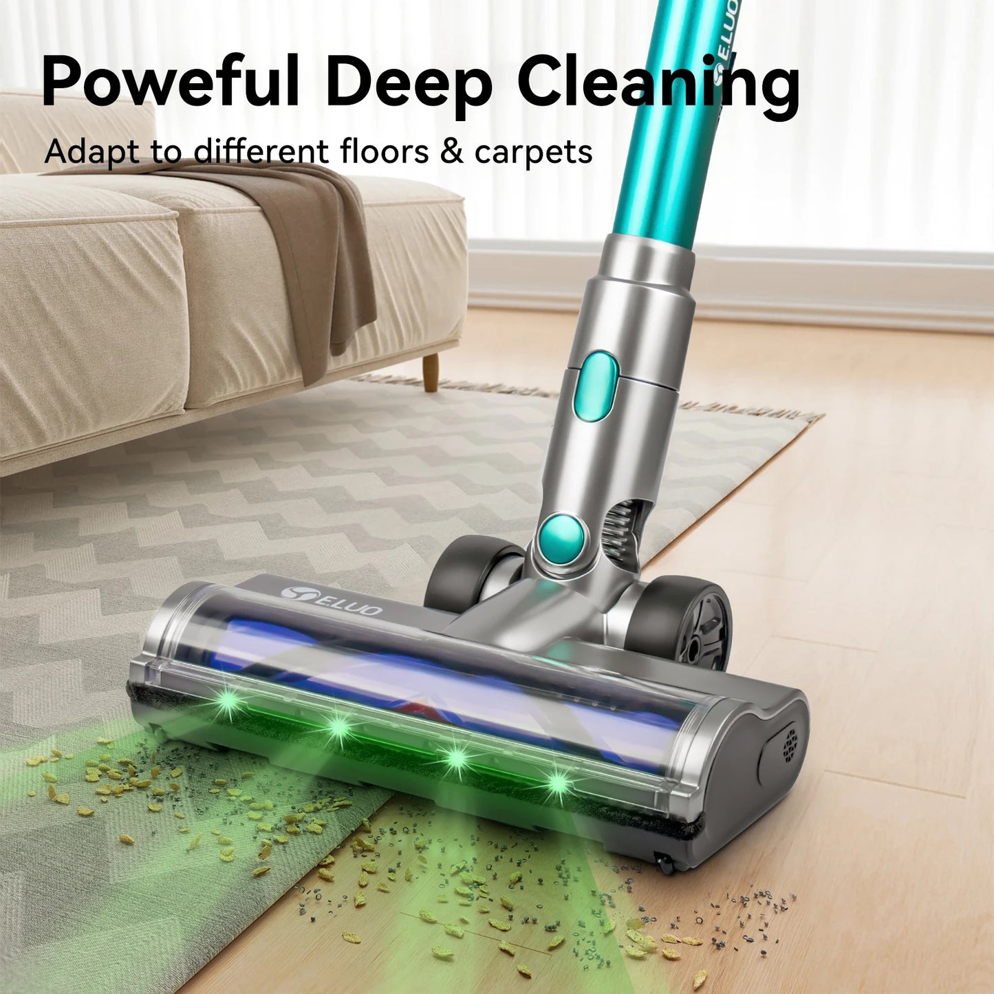 400W/≥28Kpa Cordless Vacuum Cleaner,Stick Vacuum with Touch Screen