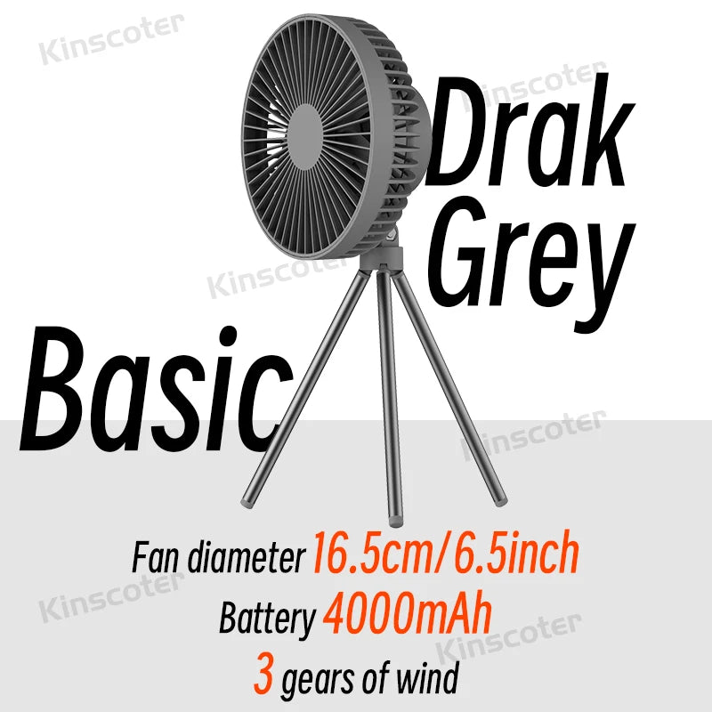 10000mAh 4000mAh Camping Fan Rechargeable