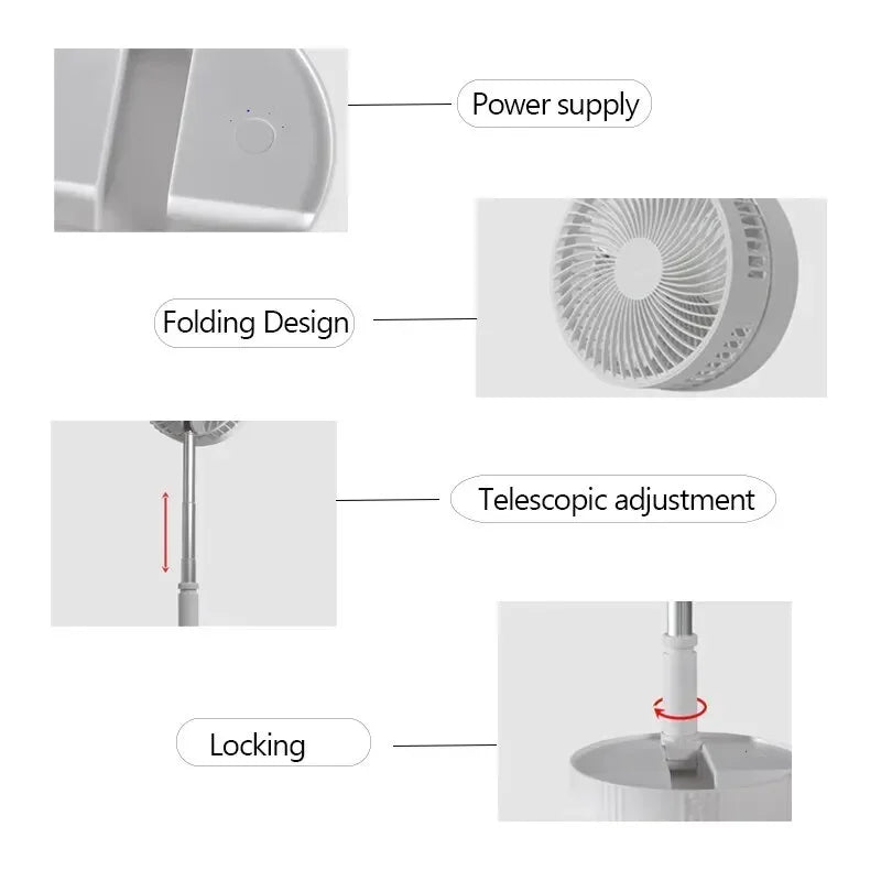 7200mAh USB Rechargeable Portable Folding Fan