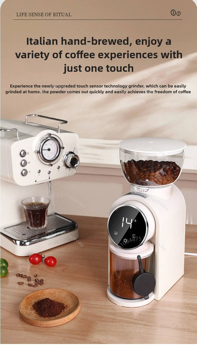 Italian Coffee Bean Grinder Adjustable Coarseness Smart Screen