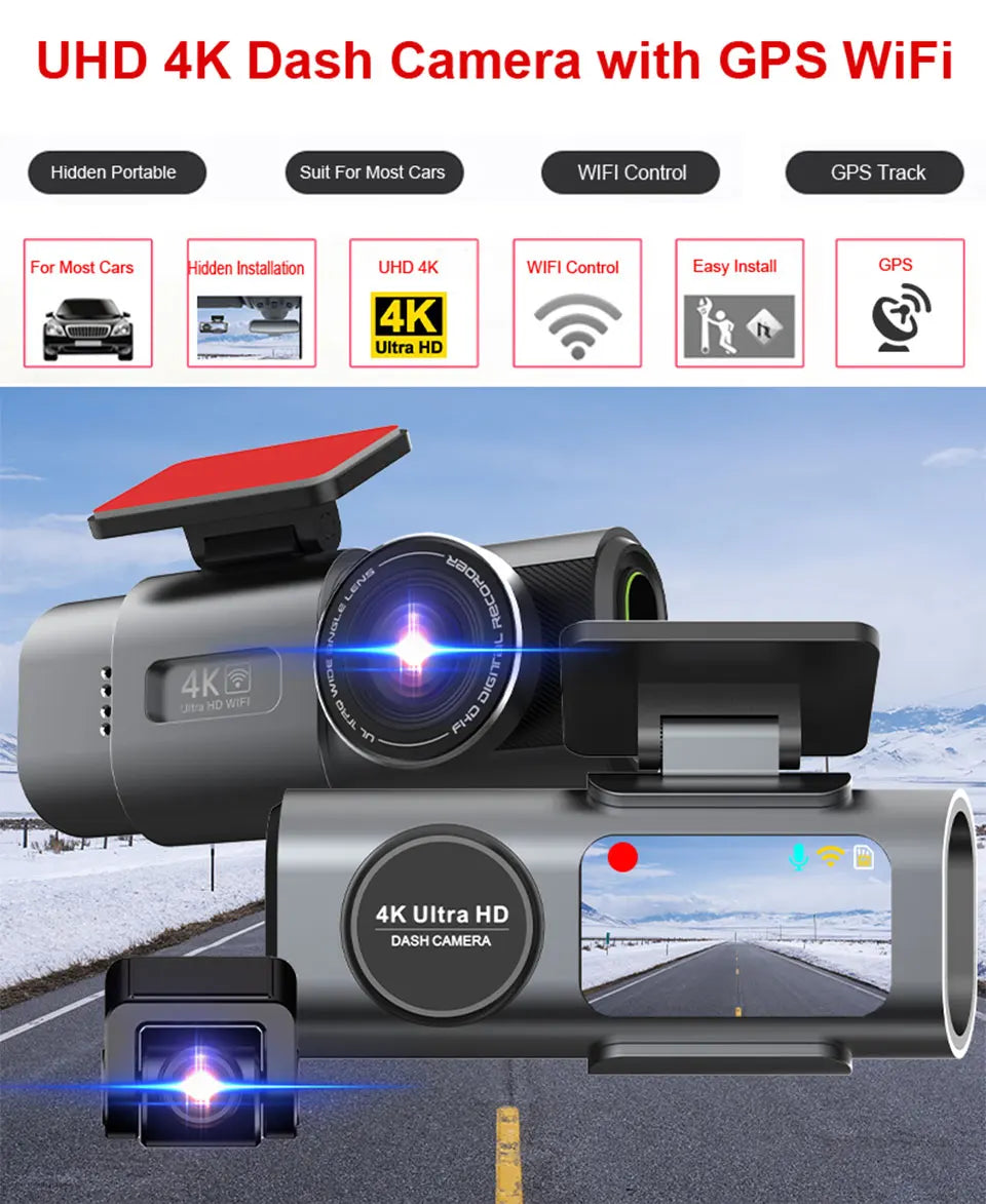 Dash Cam Dual Lens 4K UHD Recording