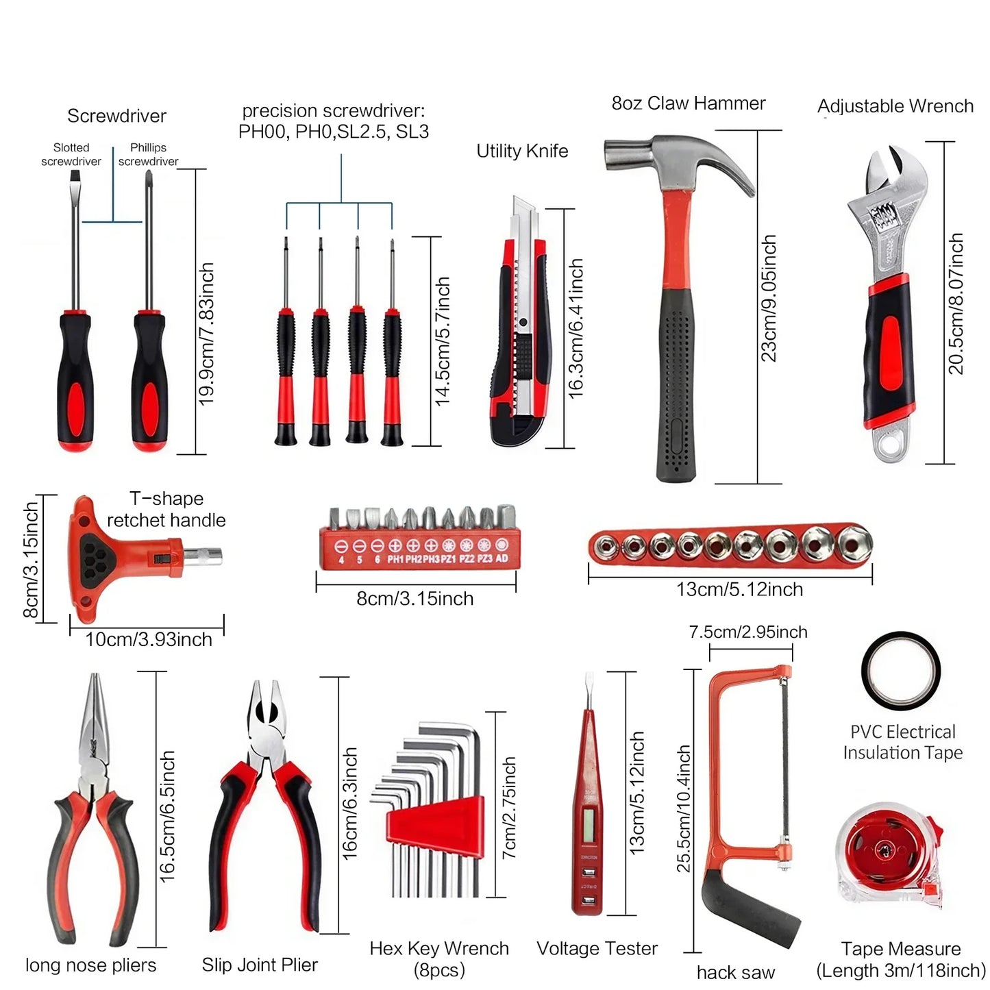 STOENGO 19/43/108pcs Hardware Household Hand Tool Kit