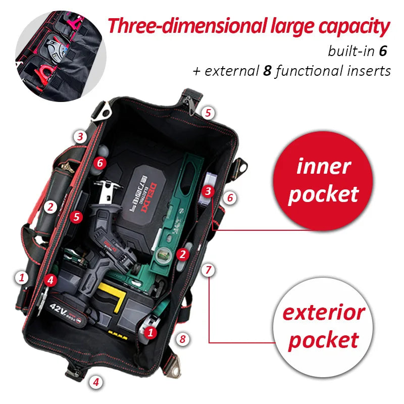 DELIXI ELECTRIC Tool Bag,Multifunctional Waterproof Bag