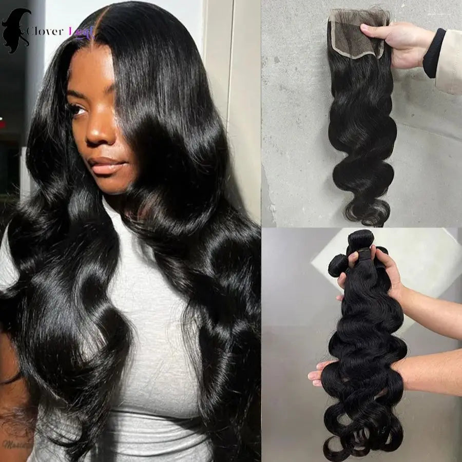 24 Inch Body Wave Bundles with Closure Brazilian Hair Weave