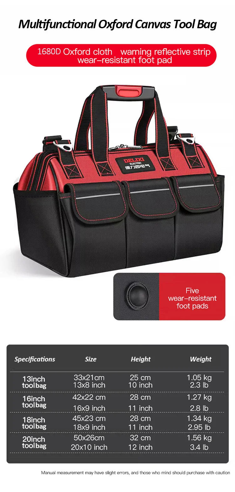 DELIXI ELECTRIC Tool Bag,Multifunctional Waterproof Bag