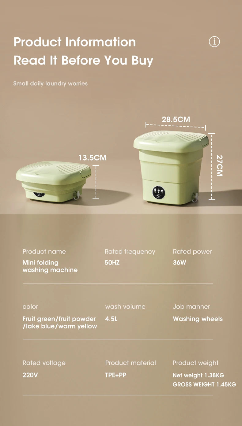 Folding Mini Washing Machine Clean Bucket