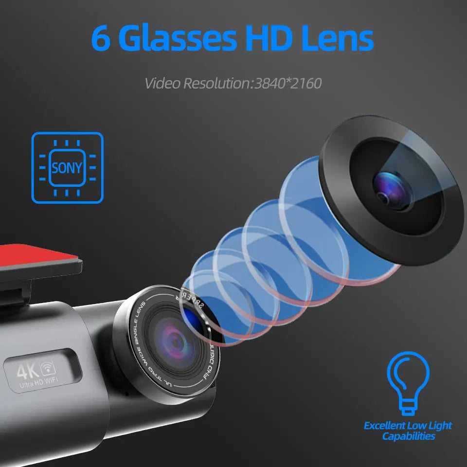 Dash Cam Dual Lens 4K UHD Recording