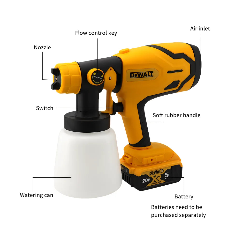 Dewalt 20V Battery 1000ML Cordless Electric Spray Gun High Power Paint Sprayer