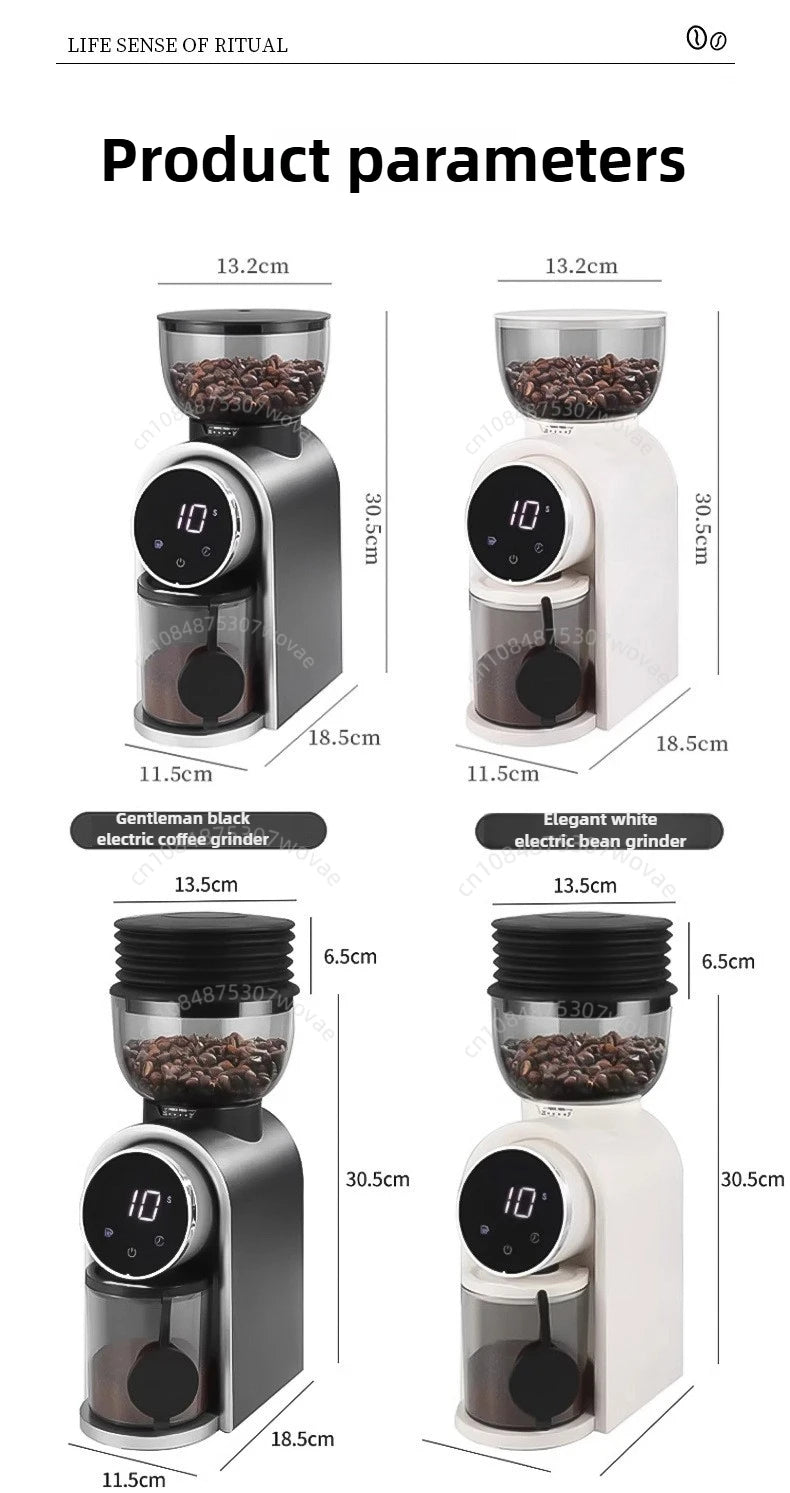 Italian Coffee Bean Grinder Adjustable Coarseness Smart Screen