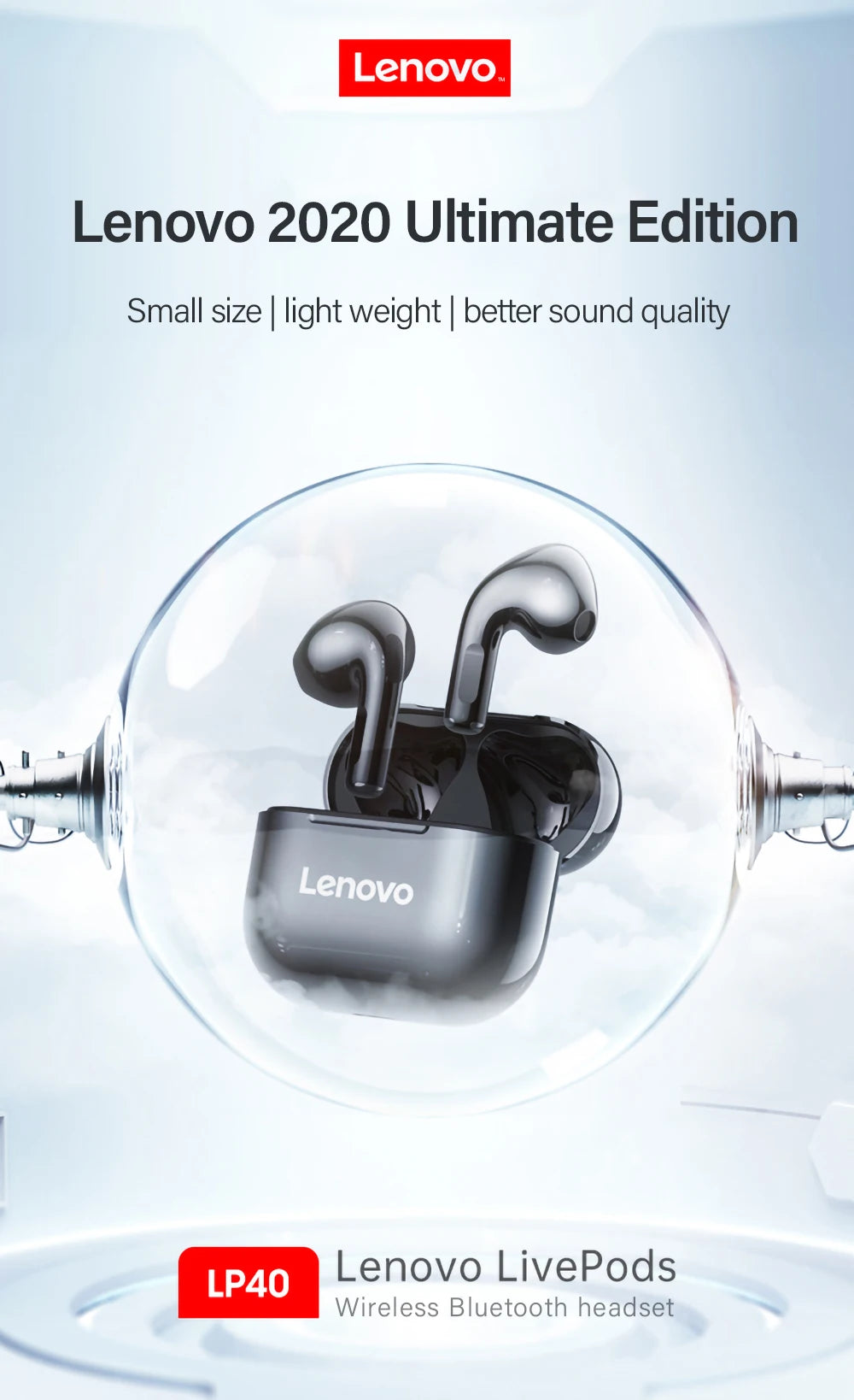 Lenovo LP40 Earphones TWS Wireless Bluetooth 5.0