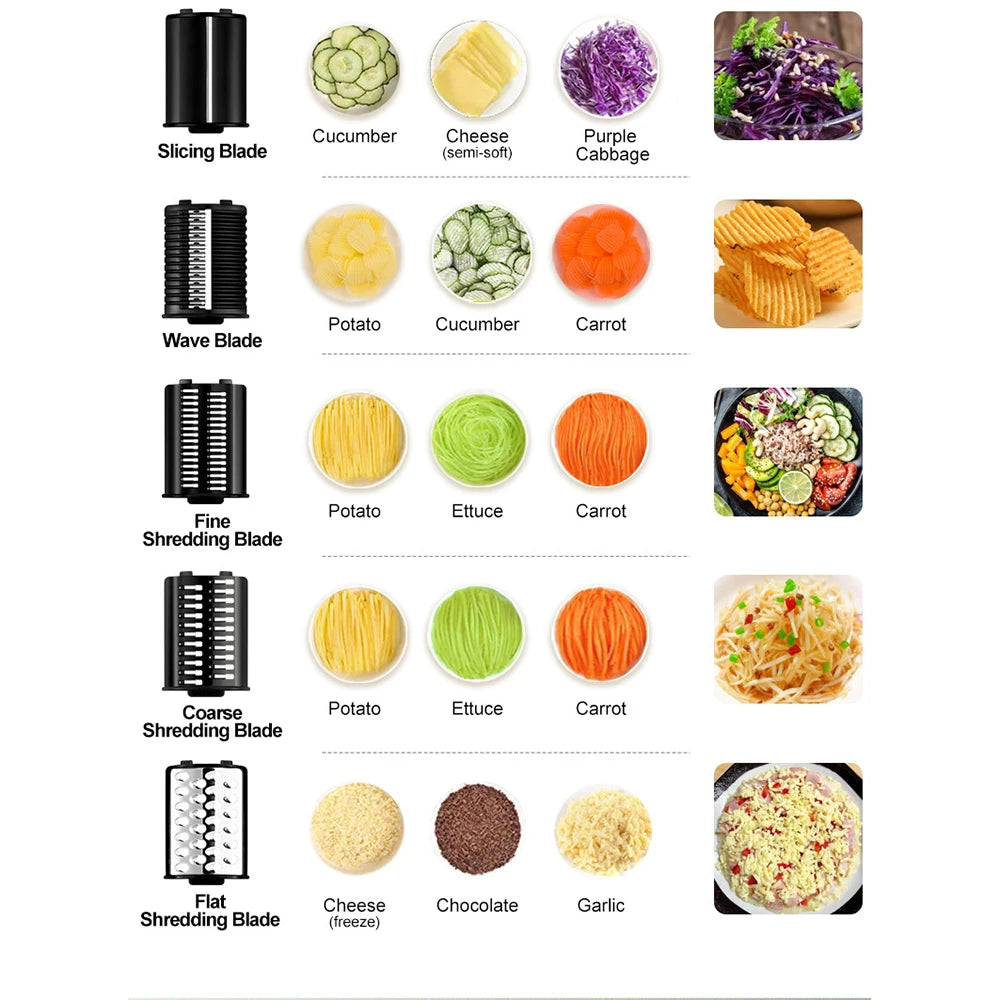 Household Kitchen Vegetable Slicer, Vegetable And Fruit Slicer, Stainless Steel Blade, Safe And Portable Kitchen Helper 5-in-1