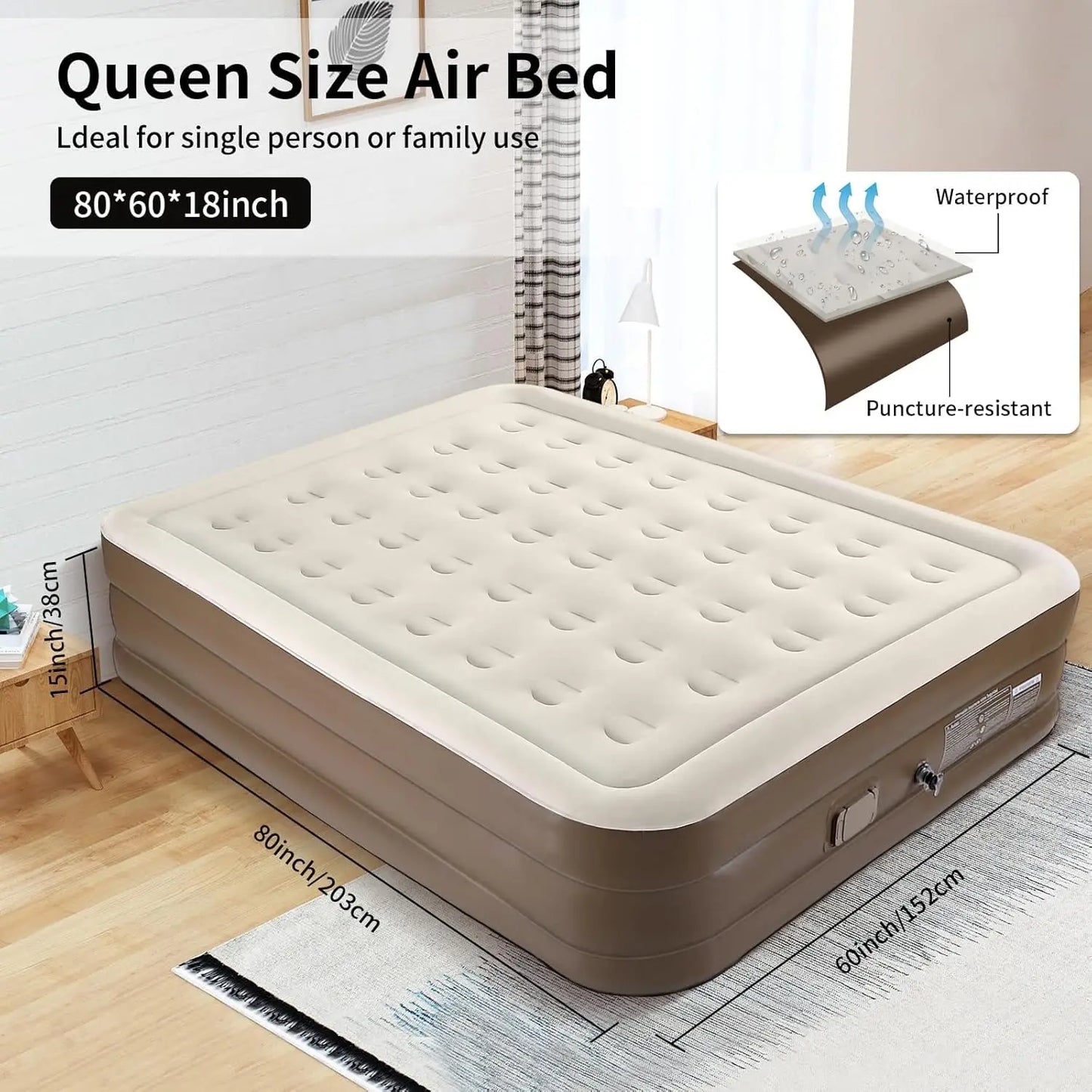 Air Mattress Queen With Built In Pump,Newly Cordless