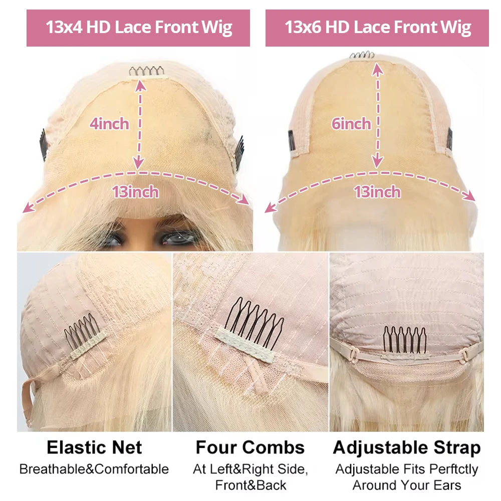 613 Honey Blonde 13x6 HD Lace Frontal Human Hair Wigs Transparent Brazilian Straight