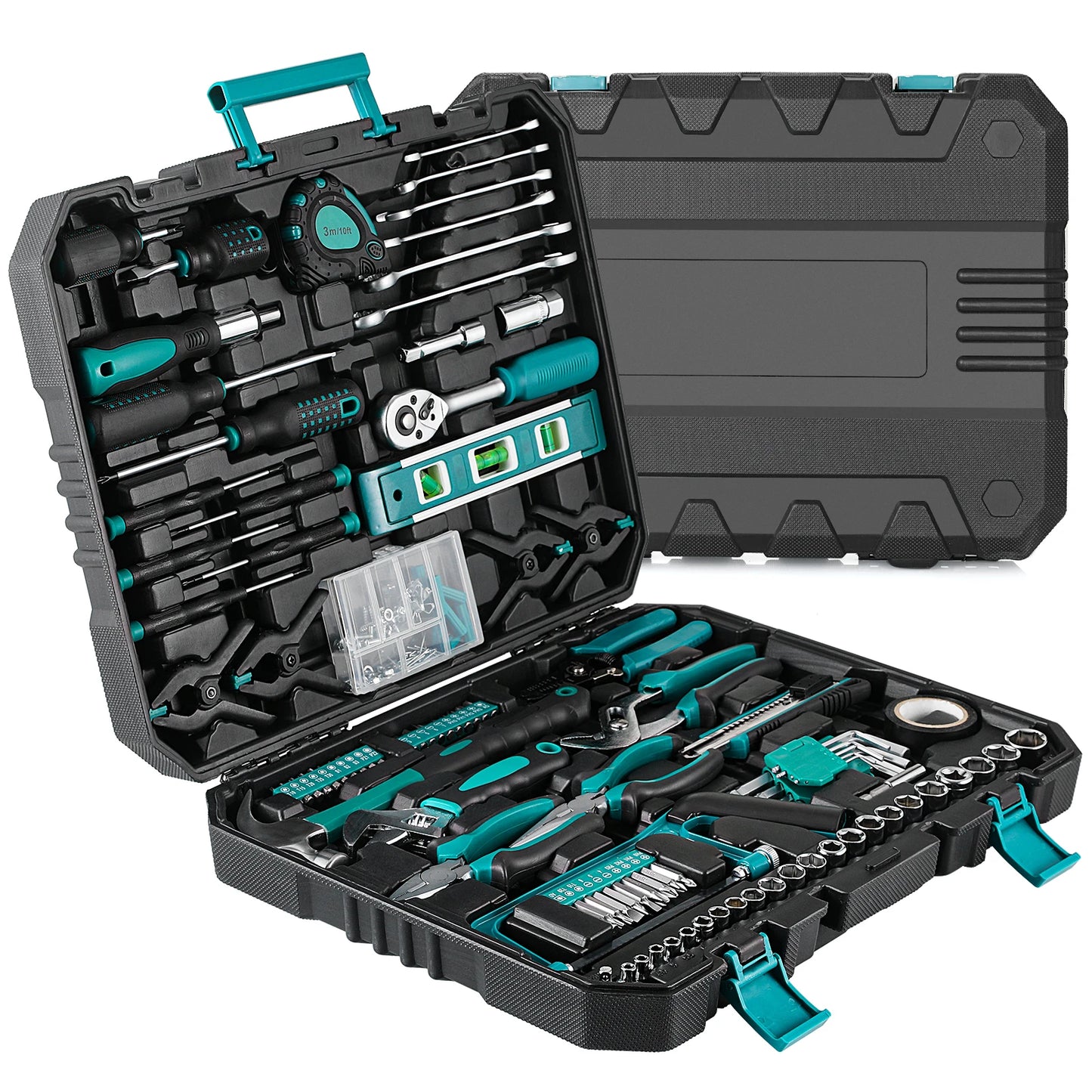 198 Piece Tool Box, Hand Tool Set, Ratchet Socket Tool Set, Screwdriver Set