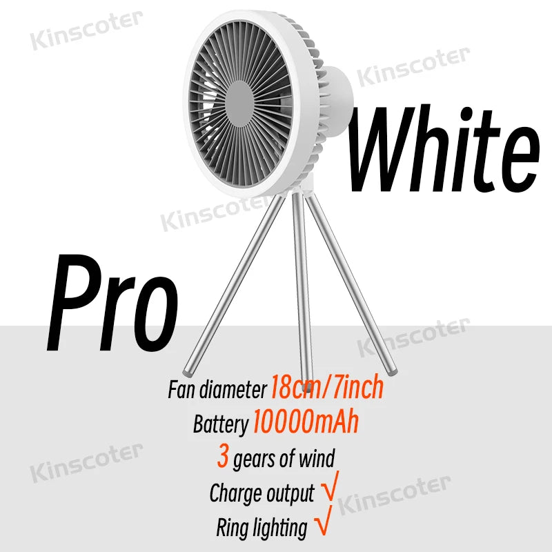 10000mAh 4000mAh Camping Fan Rechargeable