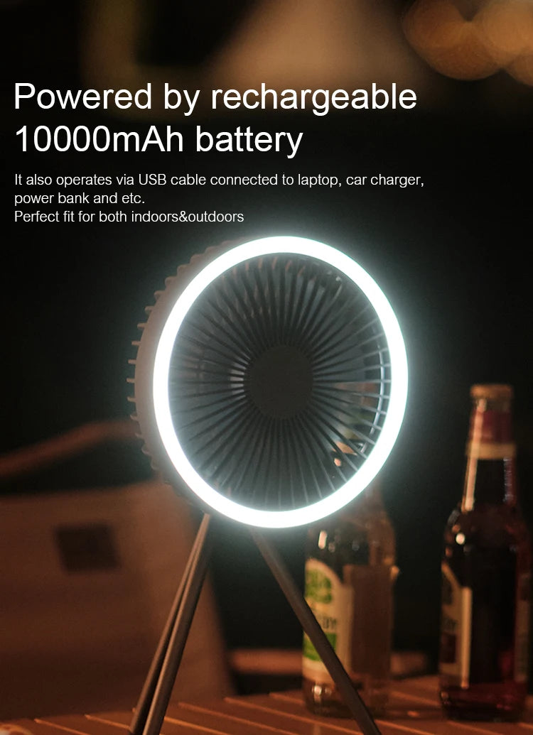 10000mAh 4000mAh Camping Fan Rechargeable