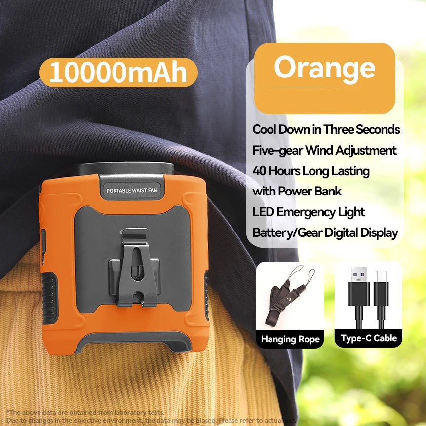 10000mAh Portable Outdoor Waist Fan