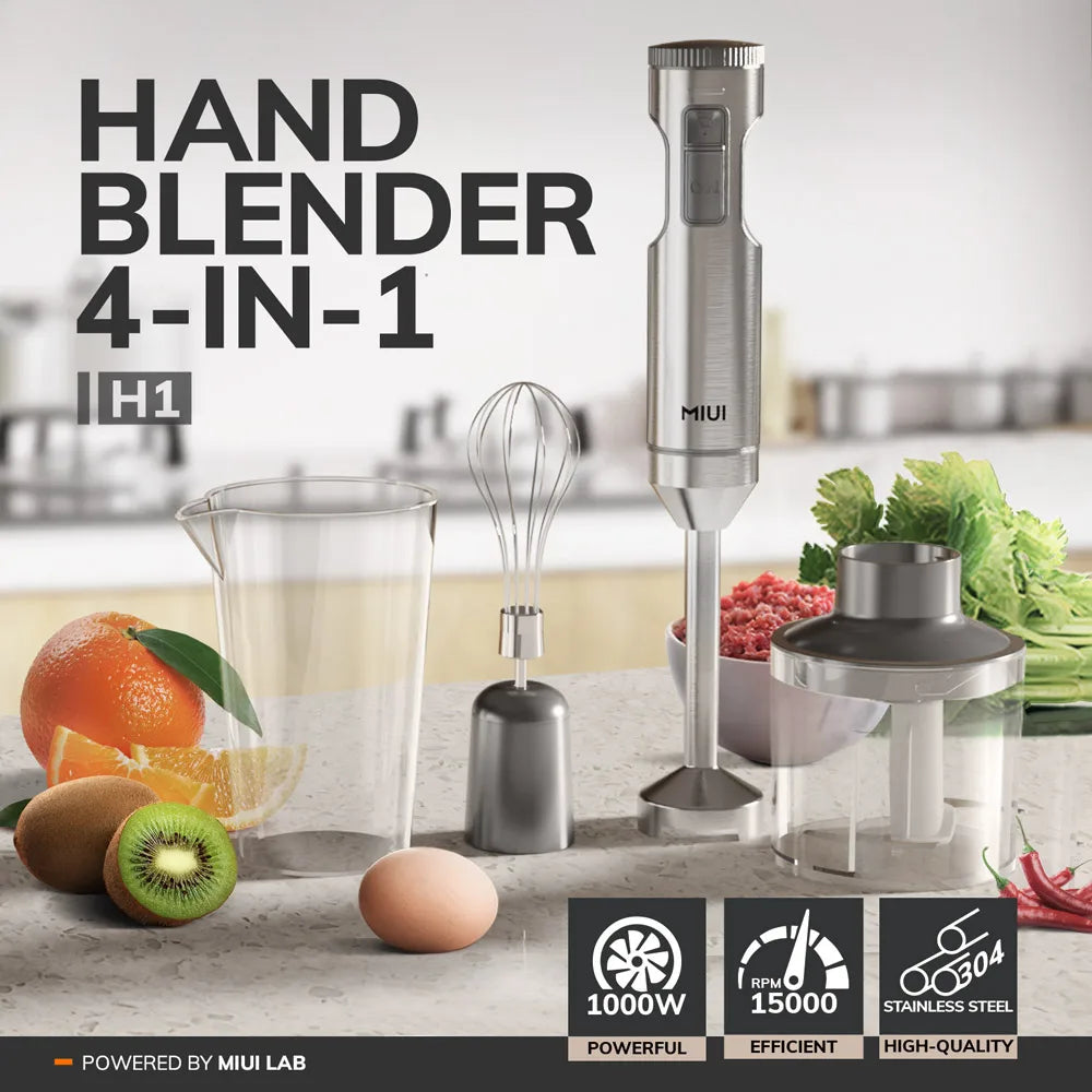 MIUI Hand Immersion Blender 1000W Powerful 4-in-1