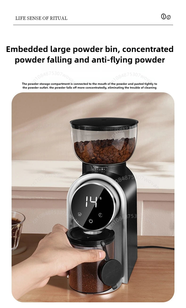 Italian Coffee Bean Grinder Adjustable Coarseness Smart Screen