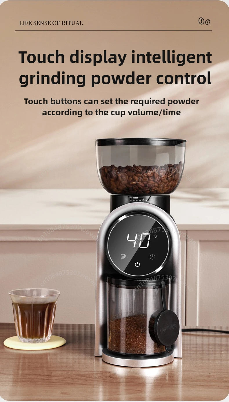 Italian Coffee Bean Grinder Adjustable Coarseness Smart Screen