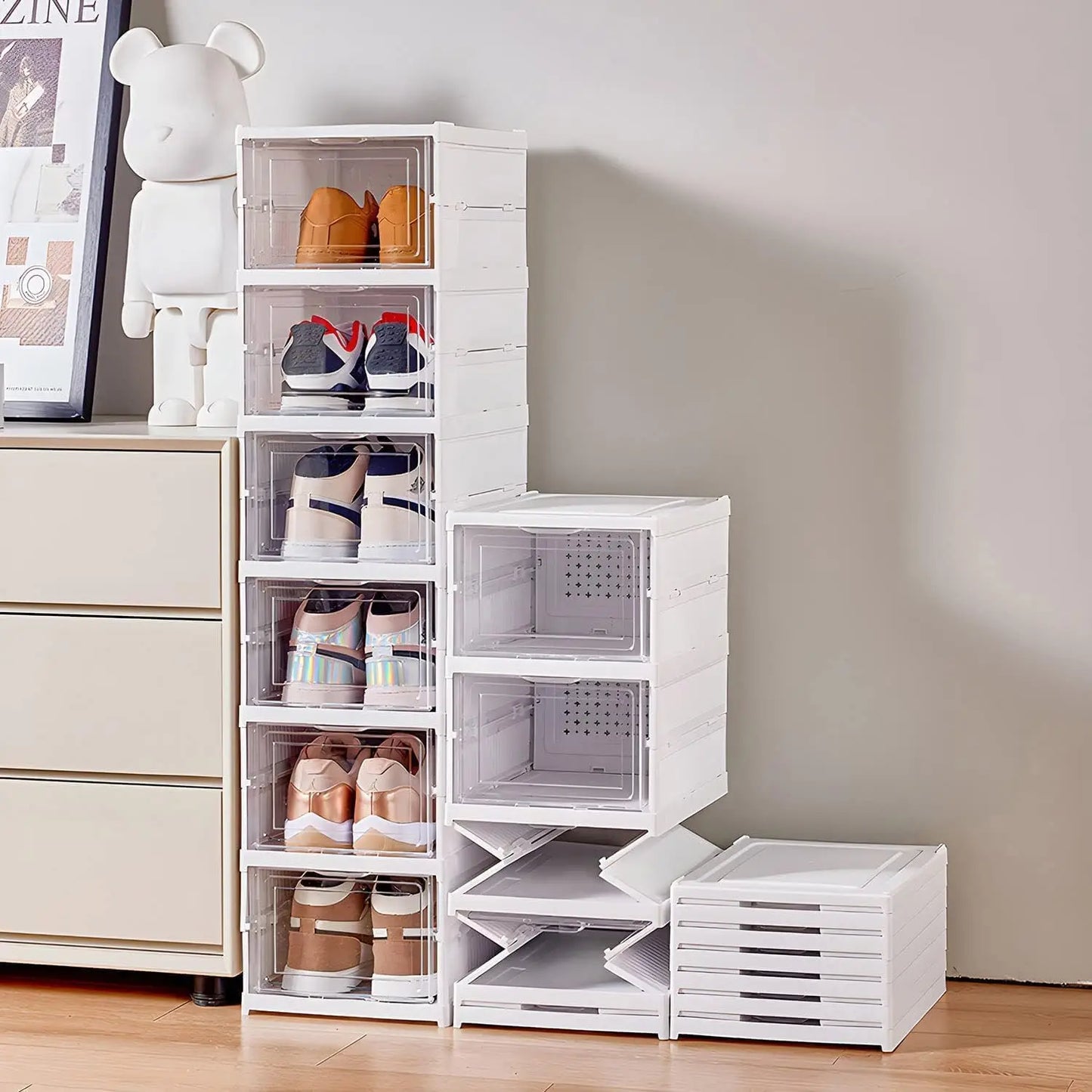 3/6 Layers Foldable Shoes Storage Box