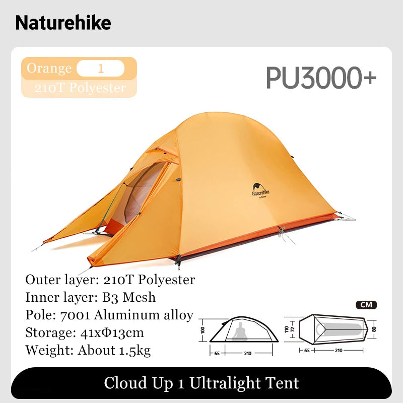 Nature Hike Outdoor Tent 3 Person 210T/ 20D Silicone Fabric Double-layer