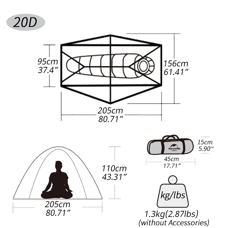 Naturehike Cycling Tent 1 Person Ultralight Backpacking Tent