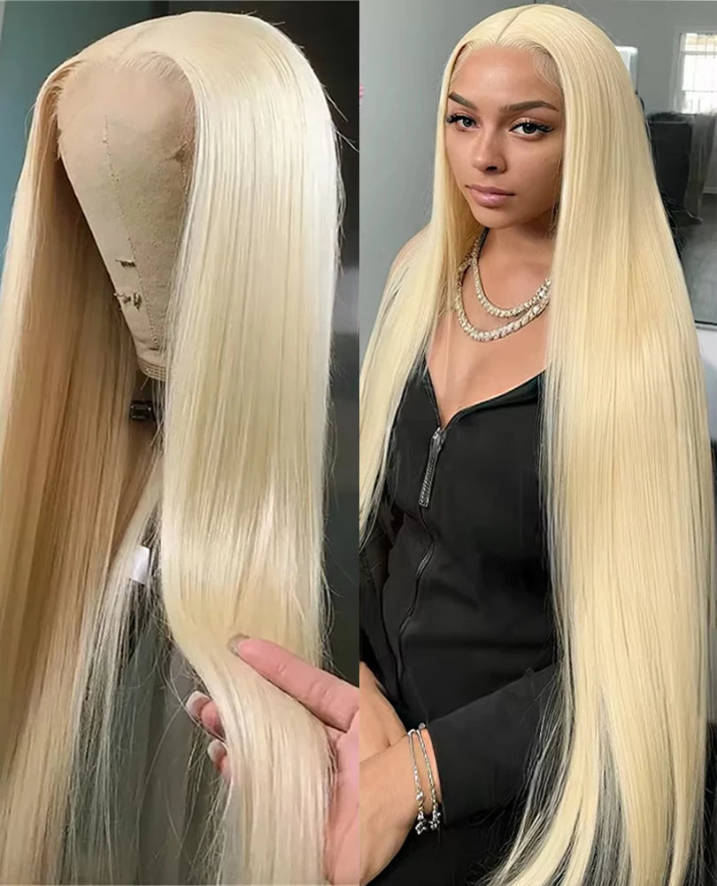 250% Bone Straight 613 Honey Blonde 13x4 Lace Front Human Hair Wig