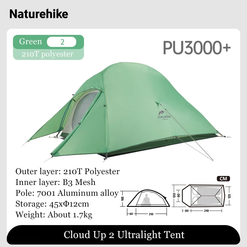 Nature Hike Outdoor Tent 3 Person 210T/ 20D Silicone Fabric Double-layer