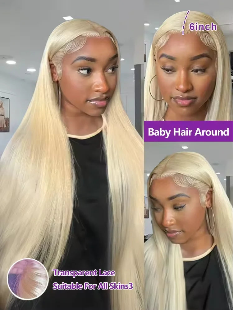 250% Bone Straight 613 Honey Blonde 13x4 Lace Front Human Hair Wig