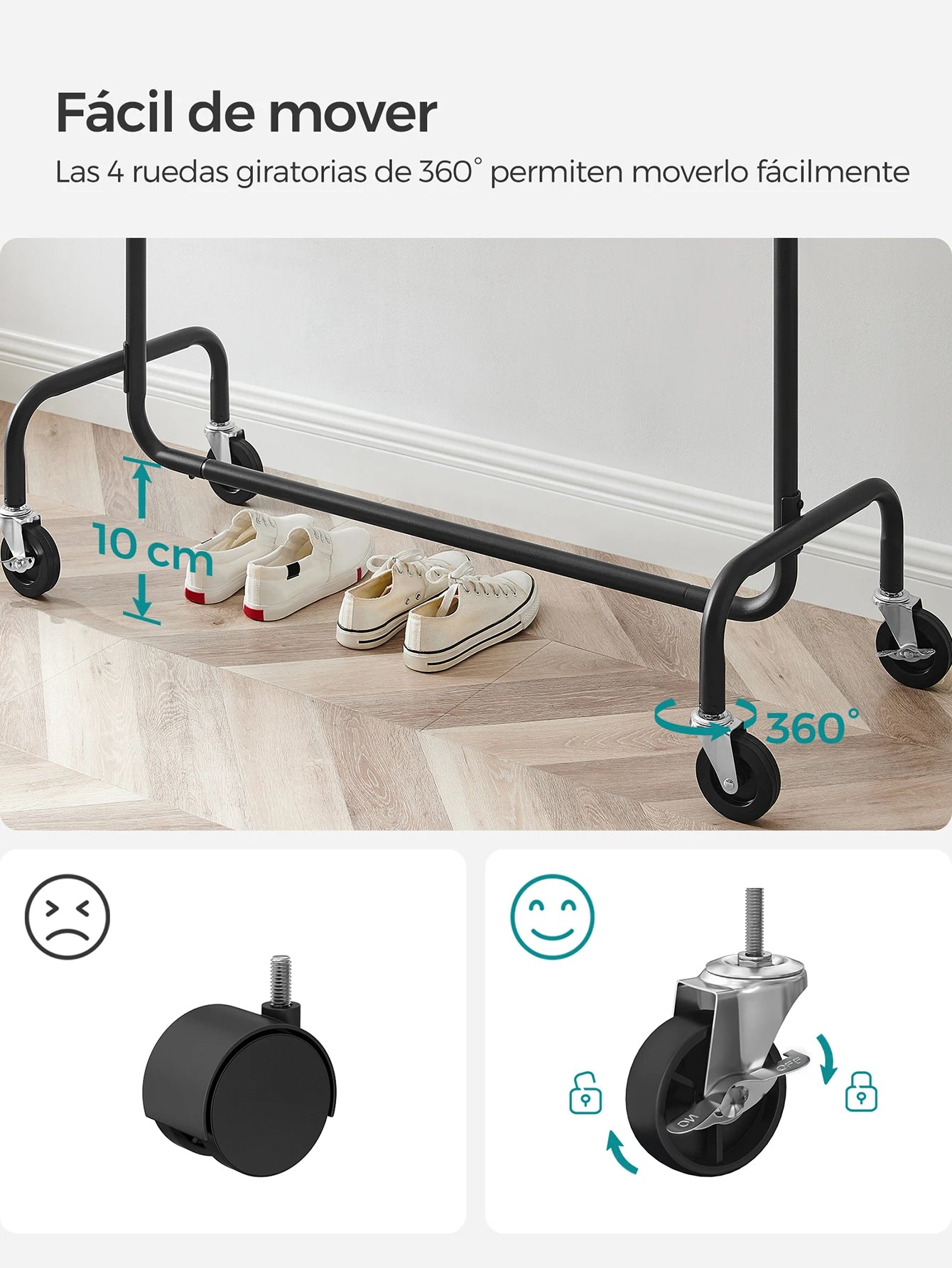 SONGMICS Heavy-Duty Clothes Rack on Wheels