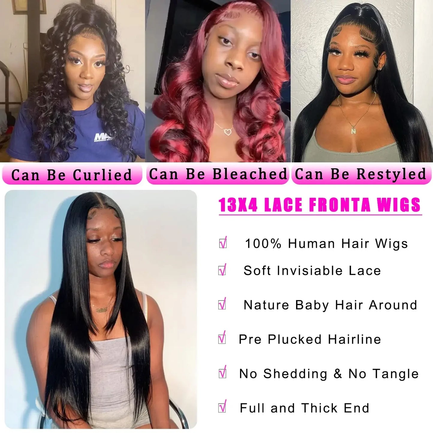 250 Density Lace Frontal Wig Brazilian Straight Human Hair Wig