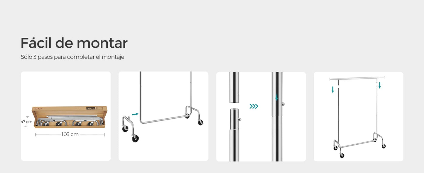 SONGMICS Heavy-Duty Clothes Rack on Wheels