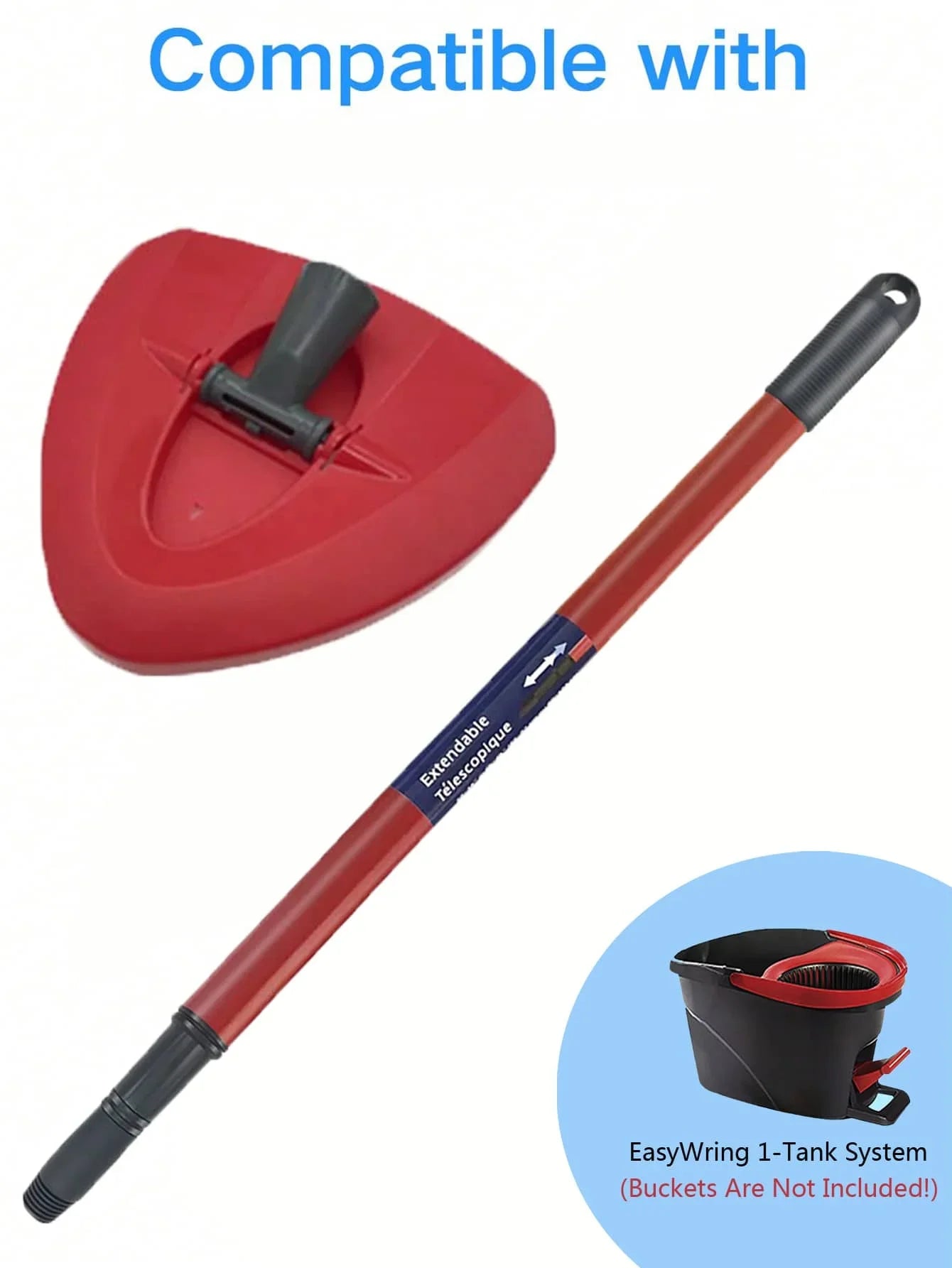 1*Extendable Spin Mop Handle + 1*Triangle Base