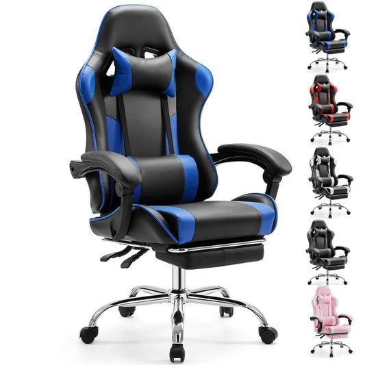 JHK Ergonomic Racing Gaming Chair Adjustable Swivel PU Leather with Headrest and Lumbar Support For Office Computer Living Room