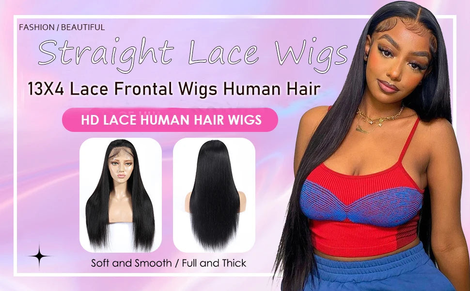 250 Density Lace Frontal Wig Brazilian Straight Human Hair Wig