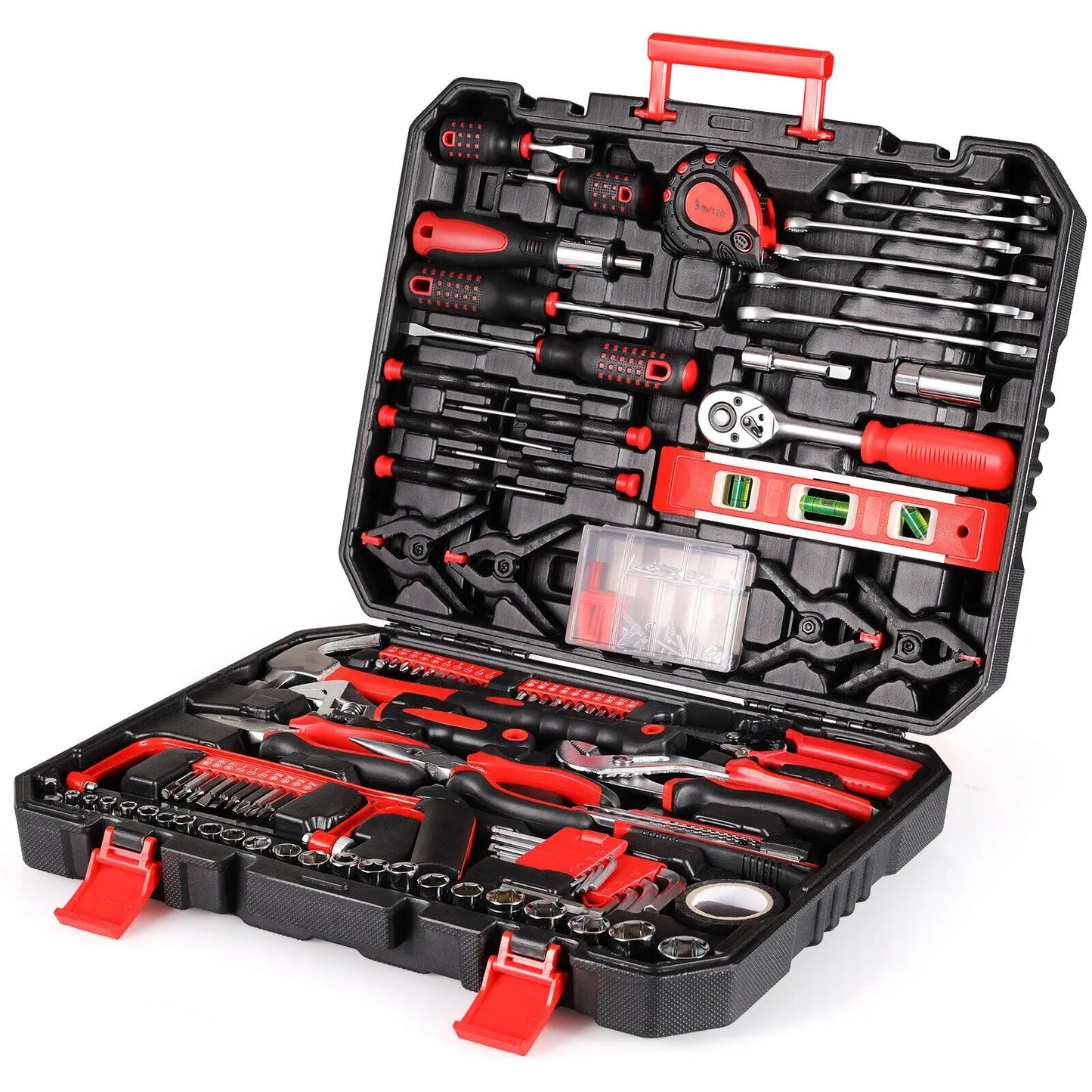 198 Piece Tool Box, Hand Tool Set, Ratchet Socket Tool Set, Screwdriver Set