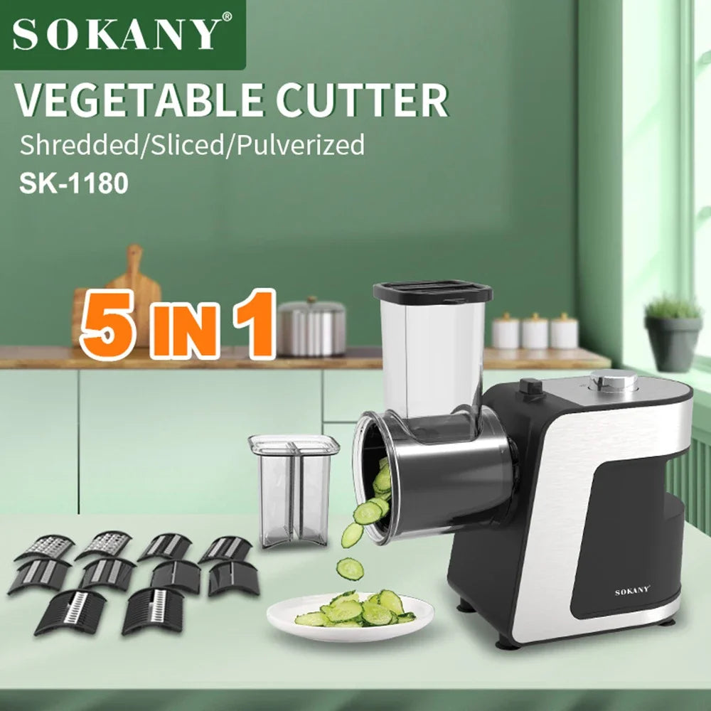 Household Kitchen Vegetable Slicer, Vegetable And Fruit Slicer, Stainless Steel Blade, Safe And Portable Kitchen Helper 5-in-1