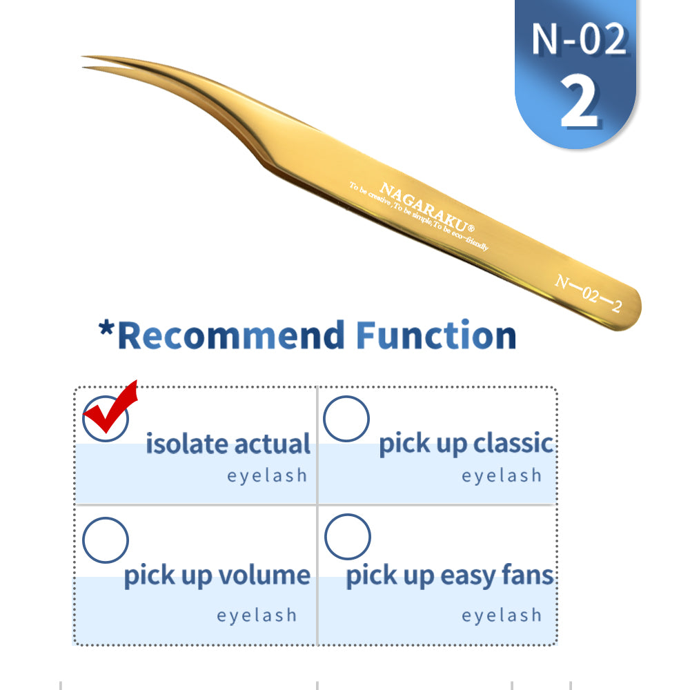 NAGARAKU Eyelash Extension Tweezers Makeup Tools Stainless Steel Golden Style