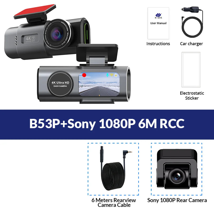 Dash Cam Dual Lens 4K UHD Recording