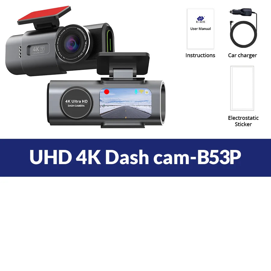 Dash Cam Dual Lens 4K UHD Recording