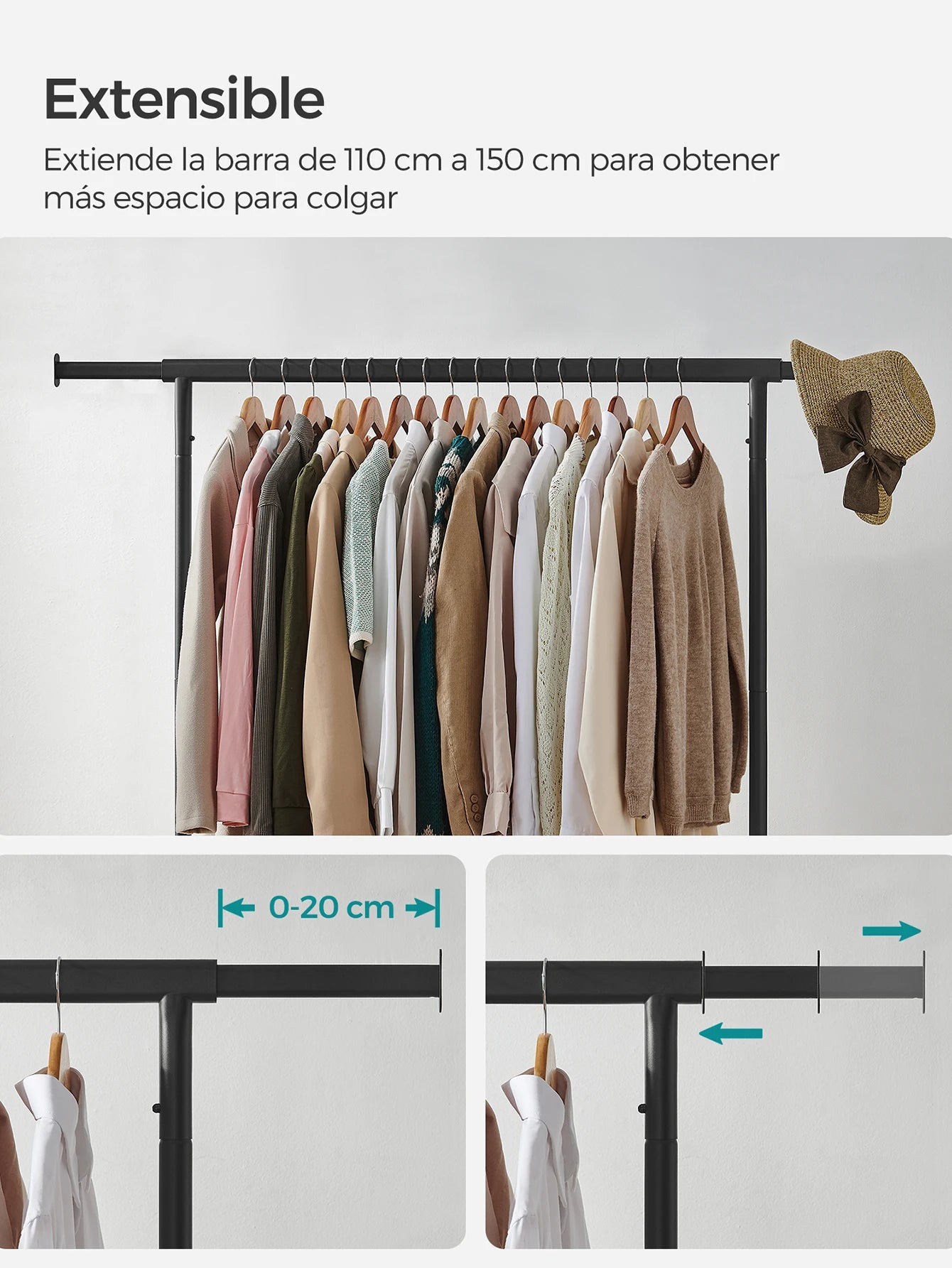 SONGMICS Heavy-Duty Clothes Rack on Wheels