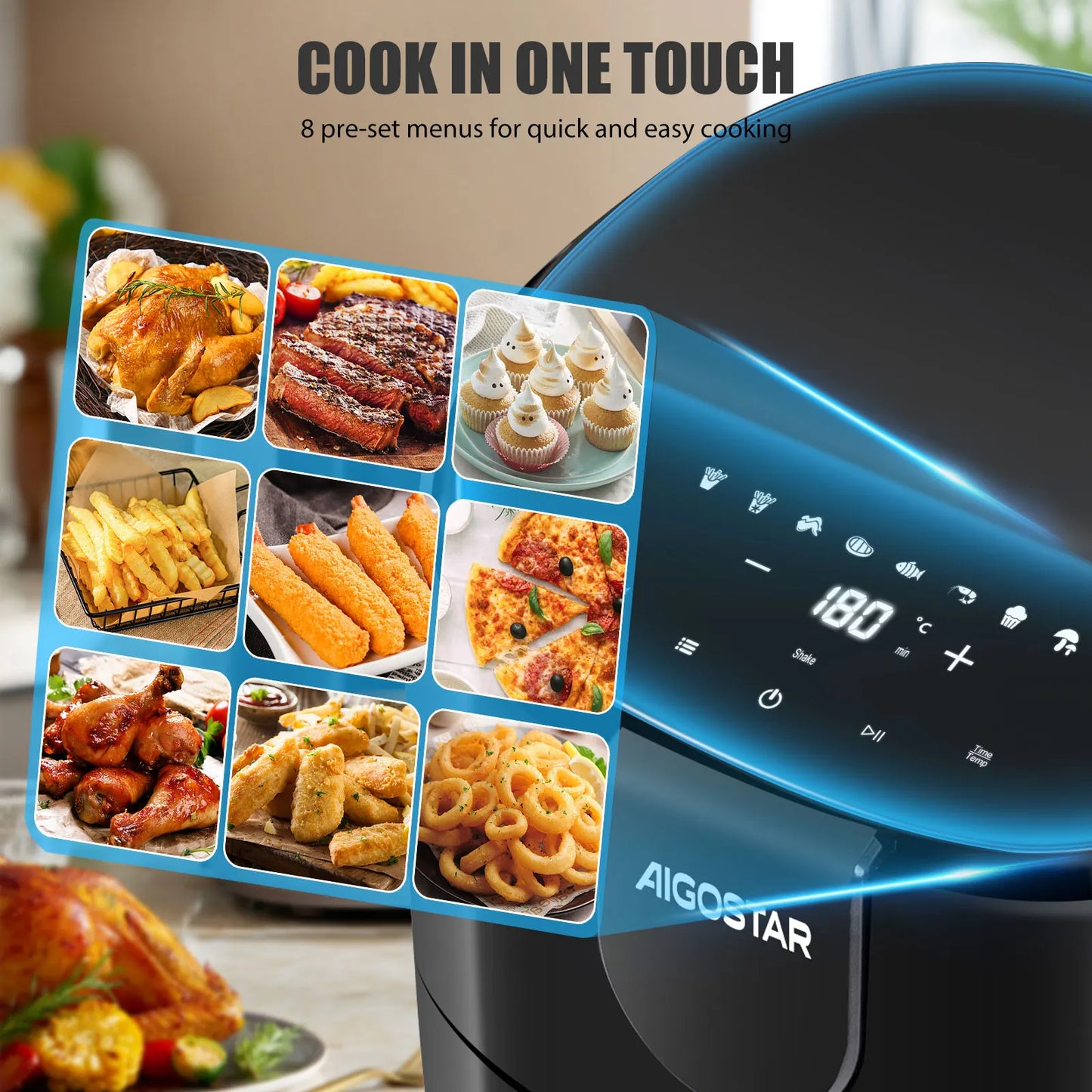 Air Fryer 9 in 1 with 60 Minute Timer and LED Display