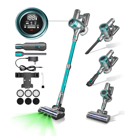 400W/≥28Kpa Cordless Vacuum Cleaner,Stick Vacuum with Touch Screen