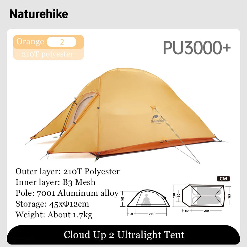 Nature Hike Outdoor Tent 3 Person 210T/ 20D Silicone Fabric Double-layer