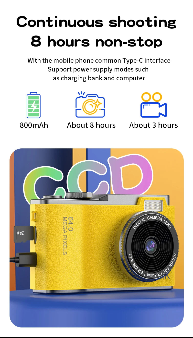 Digital Camera 4K 64MP Photography Camera